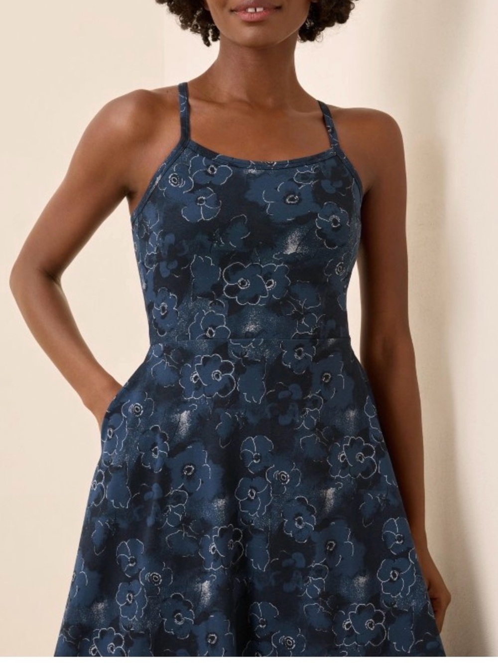 NWT Pact Women's Navy Solstice Floral Fit & Flare Midi Dress, XL (Short) - Picture 5 of 8